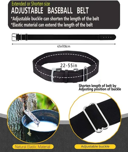 Vista 2 de Thaplay BaseballSoftball Belt for Kids Boys Youth Men Women Adult (2 Pairs of Socks and Belt) With 2 Pairs Baseball socks
