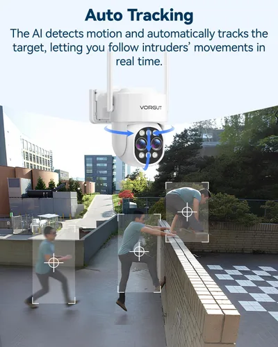 Vista 5 de Cámara de seguridad inalámbrica para exteriores con monitor, 2 cámaras PTZ de doble lente 10X con zoom híbrido para vigilancia del hogar, visión