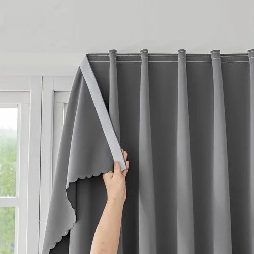 Vista 29 de Jilron - Cintas mágicas adhesivas para cortinas opacas sin necesidad de perforación, cortinas adhesivas sin barra para ventanas pequeñas