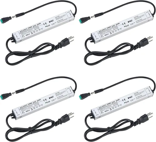 Vista 8 de Controlador LED 40W 24V, fuente de alimentación impermeable IP67, transformador con enchufe de 3 clavijas Cable de 3.3 pies para luces de tira