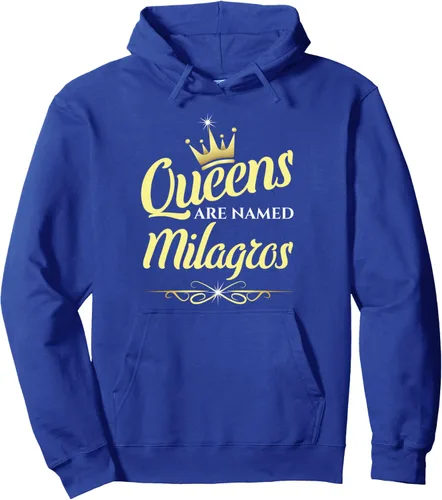 Vista 3 de Sudadera con capucha Queens Are Named Milagros, Negro