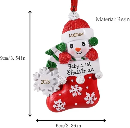 Vista 5 de Adornos de Navidad personalizados, nombres de familia, decoración de Navidad, decoración colgante de árbol, adorno de bendición de Feliz Navidad