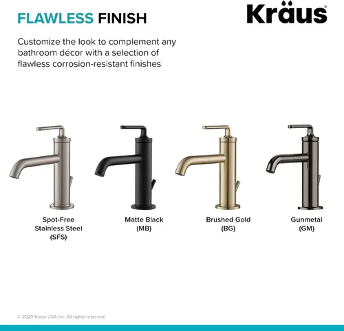 Vista 11 de KRAUS Ramus KBF-1221BG-2PK - Grifo de lavabo de baño de una sola manija con drenaje de varilla de elevación en oro cepillado