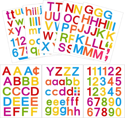 Vista 18 de Outus 8 hojas de calcomanías de letras de vinilo, autoadhesivas, números para buzón, letras del alfabeto, para medias de Navidad, álbumes de Negro