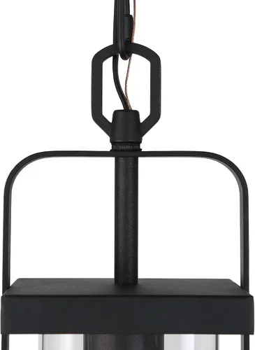 Vista 7 de classy leaves Luces colgantes negras para exteriores, lámpara colgante exterior con vidrio transparente, farol colgante de porche en acabado negro