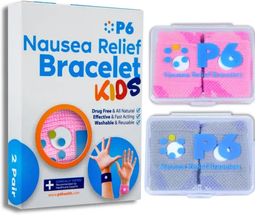 Vista 17 de P6 Bandas de mareo por movimiento para niños, pulseras para niños antináuseas, crucero por mar, viajes, enfermedades del automóvil, alivio natural