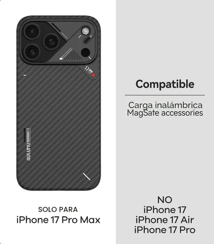 Vista 2 de Aulumu A17 Aramid Fiber iPhone 17 Pro Max Case 1500D Ultra Slim Woven CoolHyper Real Cooling Compatible with MagSafe