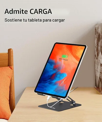 Vista 4 de Aoviho - Soporte para tableta portátil para escritorio, soporte de escritorio ajustable para tableta, soporte de aluminio plegable para iPad Pro