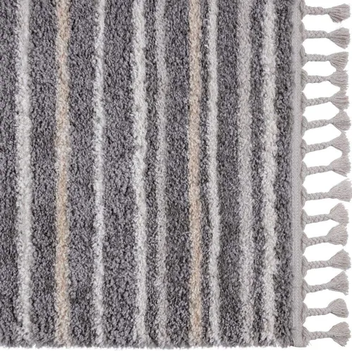 Vista 7 de LUXE WEAVERS Shaggy Collection 520 - Alfombra gris de 8 x 10 pulgadas, diseño de líneas Shagg