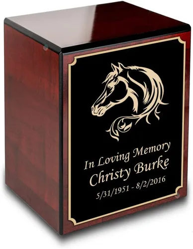Vista 10 de GetUrns Caja conmemorativa de urna de cremación de cereza pequeña grabada personalizada para cenizas (gloria americana)