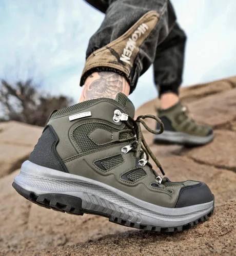 Vista 6 de UPSOLO Botas de senderismo para hombre al aire libre para senderismo