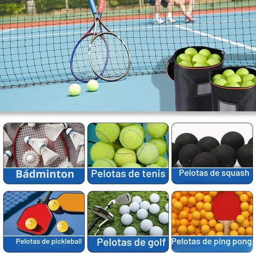 Vista 4 de VISEMAN Cesta portátil para pelotas de tenis para entrenamiento, transporte y almacenamiento Negro