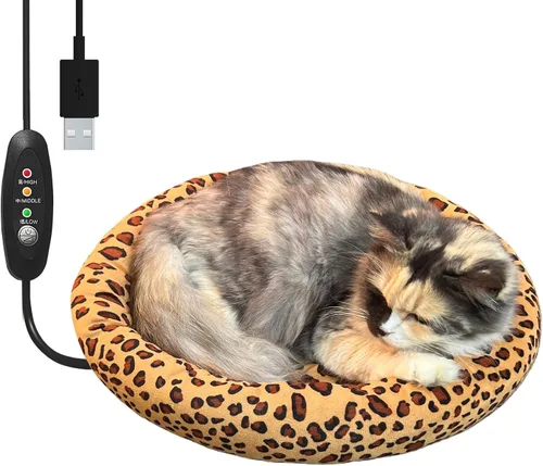 Vista 9 de Cama térmica USB para gatos de 16 pulgadas para gatos y perros Negro