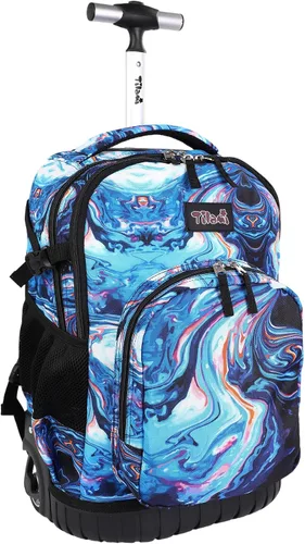 Vista 14 de Tilami Mochila con ruedas para niños de 18 pulgadas, mochila para computadora portátil, bicicleta