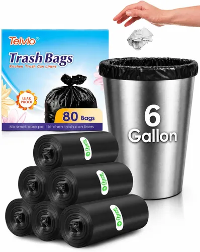 Vista 19 de Teivio, bolsas de basura medianas de 5 galones, 80 unidades, bolsas de basura para baño, bolsas de plástico para el hogar, oficina, cocina