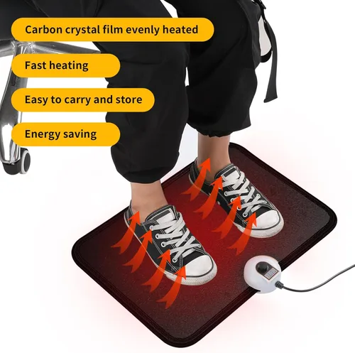 Vista 4 de Livtribe - Alfombra de calefacción eléctrica AC 110V para pies, almohadilla de calefacción de cristal de carbono, calentadores de pies eléctricos