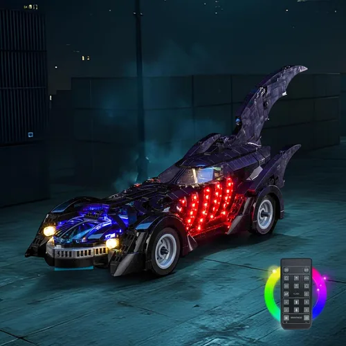 Vista 3 de Iluminación LED compatible con Lego 76304 Forever Batmobile, kit de luz compatible con Lego 76304, no incluye el juego de modelos, solo luces