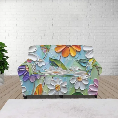 Vista 13 de GIFTPUZZ Funda de sofá roja navideña, protector de sofá con parte inferior elástica para sala de estar, dormitorio y decoración de oficina, elegante