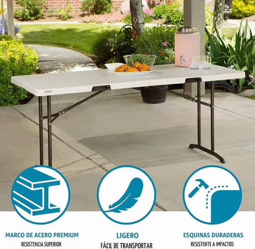 Vista 6 de Lifetime 80382 - Mesa plegable comercial (5.9 ft), color almendra