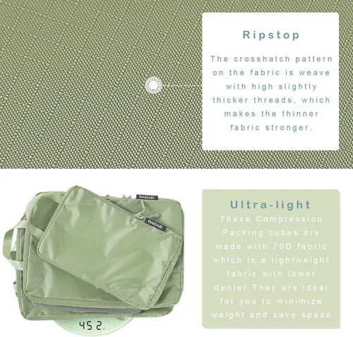 Vista 113 de BAGAIL 4 Set/6 Set Ultraligero Compresión Embalaje Cubos Organizador de Embalaje para Accesorios de Viaje Equipaje Maleta Mochila