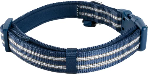 Vista 8 de Collar de nailon reflectante para perro con acolchado de neopreno suave y cómodo, ajustable para perros pequeños (cuello de 9.8 a 15 pulgadas, azul)