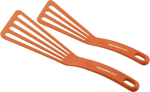 Vista 7 de Rachael Ray Herramientas y Utensilios de Cocina de Nailon / Espátula / Voltiadores para Pescado - Juego de 2 Piezas, Azul, Set de Espátulas de 25,4