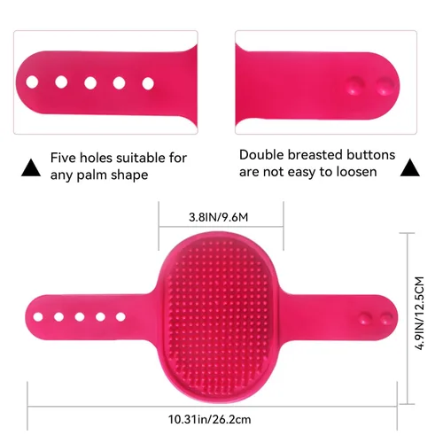 Vista 2 de Cepillo de aseo para perros, champú para mascotas, cepillo de baño con mango de bucle ajustable para aseo de pelo corto y largo, gatos y perros, 2
