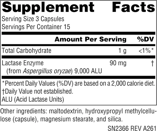 Vista 2 de Source Naturals Lactase Digest, para Intolerancia a la Lactosa* - 45 Cápsulas Vegetarianas For Lactose Intolerance*