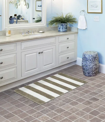 Vista 12 de Garland Rug Juego de 2 alfombras de baño lavables a rayas de playa, antideslizantes, suaves y absorbentes, de secado rápido, lavables a máquina