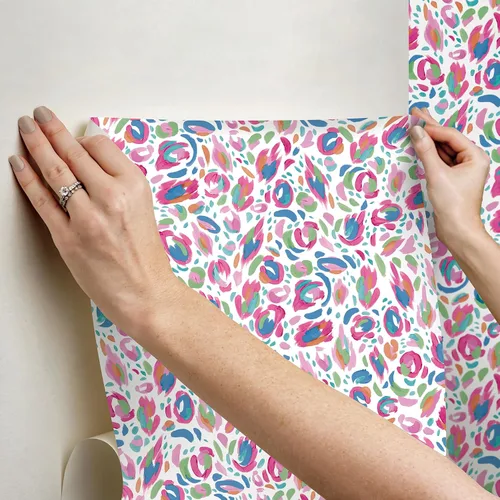 Vista 6 de RoomMates EttaVee - Papel tapiz con diseño de leopardo, color rojo
