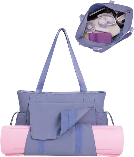 Vista 17 de sportsnew Bolsa para esterilla de yoga, bolsas de gimnasio para mujeres y hombres con bolsillo impermeable y gancho y bucle, almacenamiento