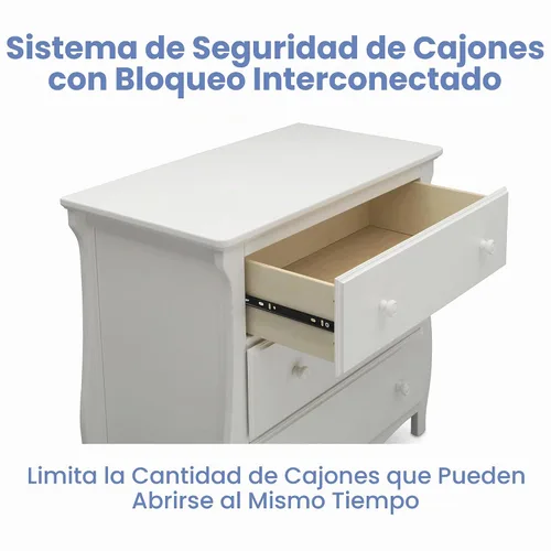 Vista 5 de Delta Children Lancaster - Cómoda de 3 cajones con cambiador y cajones entrelazados, certificado Greenguard Gold, blanco bianca Bianca Blanco
