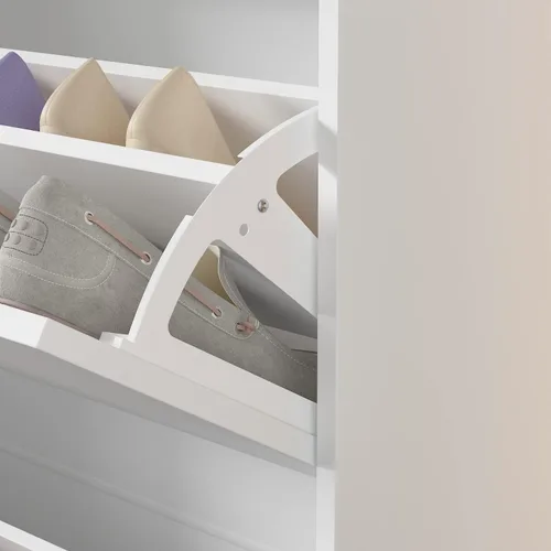 Vista 6 de Homsee Moderno armario de almacenamiento de zapatos con 3 cajones abatibles, organizador de almacenamiento de madera de 3 niveles para entrada