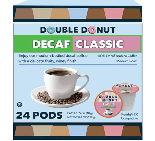 Vista 17 de Double Donut Coffee Cápsulas de café tostado oscuro descafeinado, café de mezcla extra atrevida, café de una sola porción para máquinas Keurig K