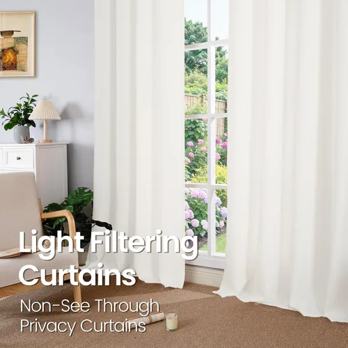 Vista 59 de BGment Cortinas de Lino Beige de 63 Pulgadas de Largo 2 Paneles - Tratamientos para Ventanas con Textura de Arpillera Filtrantes de Luz Cortinas B