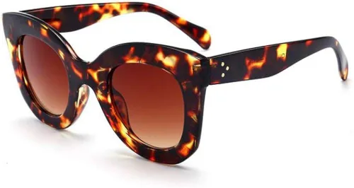 Vista 2 de Gafas de sol con diseño de mariposa, semi ojo de gato, montura de plástico y lentes gradientes transparentes