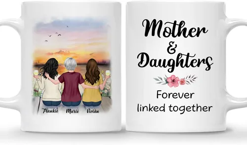 Vista 10 de Gossby Tazas personalizadas para mamá, regalos personalizados para mamá de hijas, hijos con avatares, nombres, cumpleaños, día de la madre, regalos