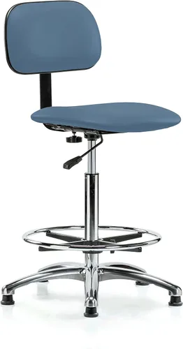 Vista 32 de Perch - Silla de laboratorio cromada con respaldo ajustable, altura del escritorio de 17 a 22 pulgadas, tela negra