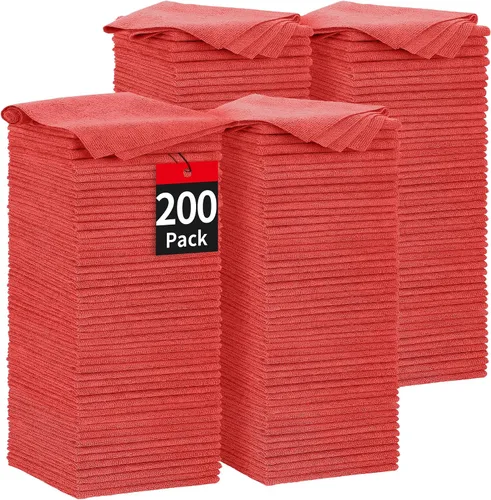 Vista 20 de Toallas de microfibra para automóviles, paquete de 24 paños de limpieza de microfibra, toallas de limpieza de 11.5 x 11.5 pulgadas, absorbentes a