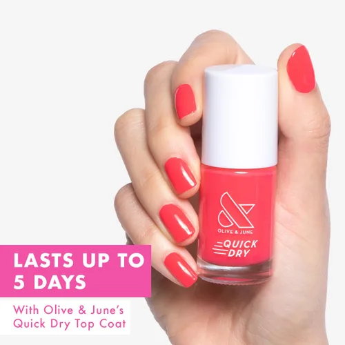 Vista 2 de Olive & June Esmalte de uñas de verano de secado rápido Secado rápido instantáneo a prueba de manchas 15 libre de veganos sin crueldad Dura