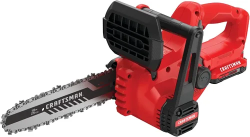 Vista 9 de CRAFTSMAN Mini Motosierra, Mini Motosierra Inalámbrica de 10 Pulgadas, Motosierra Eléctrica, Batería V20 y Cargador Incluidos, Cortador de Árboles
