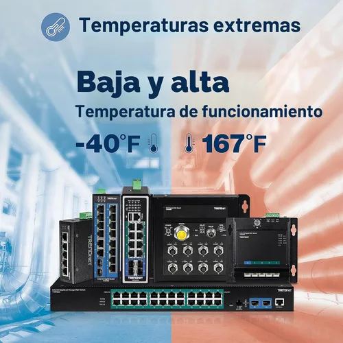 Vista 5 de TRENDnet Conmutador de carril DIN de Ethernet rápido industrial, TI-E50