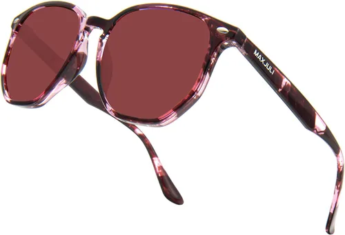 Vista 7 de MAXJULI Gafas de sol hexagonales polarizadas de gran tamaño para mujer, con marco de polígono TR90, 8821