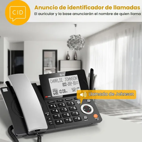 Vista 7 de AT&T DECT 6.0 Teléfono doméstico con cable o inalámbrico con 1 auricular y contestador, bloqueador de llamadas inteligente, identificación