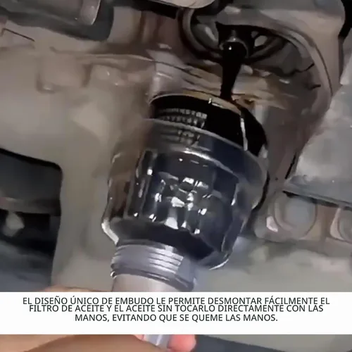 Vista 7 de Herramienta de extracción de filtro de aceite, [versión mejorada] Embudos de aceite sin tocar las manos para uso automotriz, herramienta de filtro