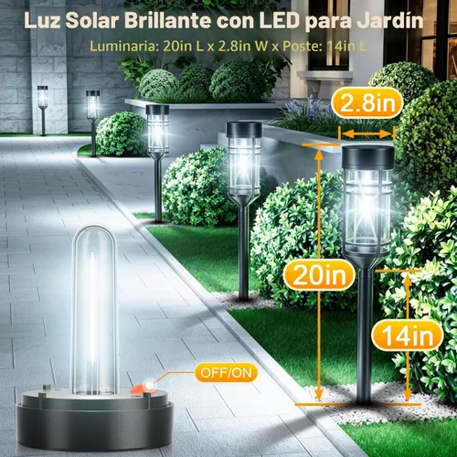 Vista 3 de Amzarp - Paquete de 12 luces solares para jardín, luces LED solares Luz blanca fría.