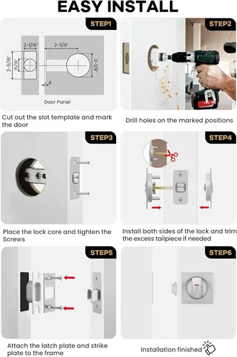 Vista 7 de Lethato Hardware de bolsillo para puerta, cerradura de puerta de bolsillo con indicadores, pestillo de puerta de bolsillo, puerta de bolsillo