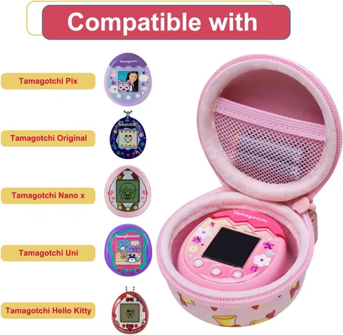 Vista 7 de LTGEM - Funda compatible con Tamagotchi Pix/Original/Nano X/Hello Kitty/Uni, funda protectora de almacenamiento para mascotas electrónicas con Rosa