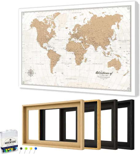 Vista 25 de IPIC - Lienzo con mapas de EE. UU. para decoración de pared, mapa con pin de empuje para marcar viajes, mapa de viaje impreso de EE. UU.