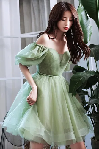 Vista 2 de Vestidos cortos de tul para fiesta de exalumnos para adolescentes, vestidos cortos de graduación para jóvenes 2022, vestido de cóctel con mangas